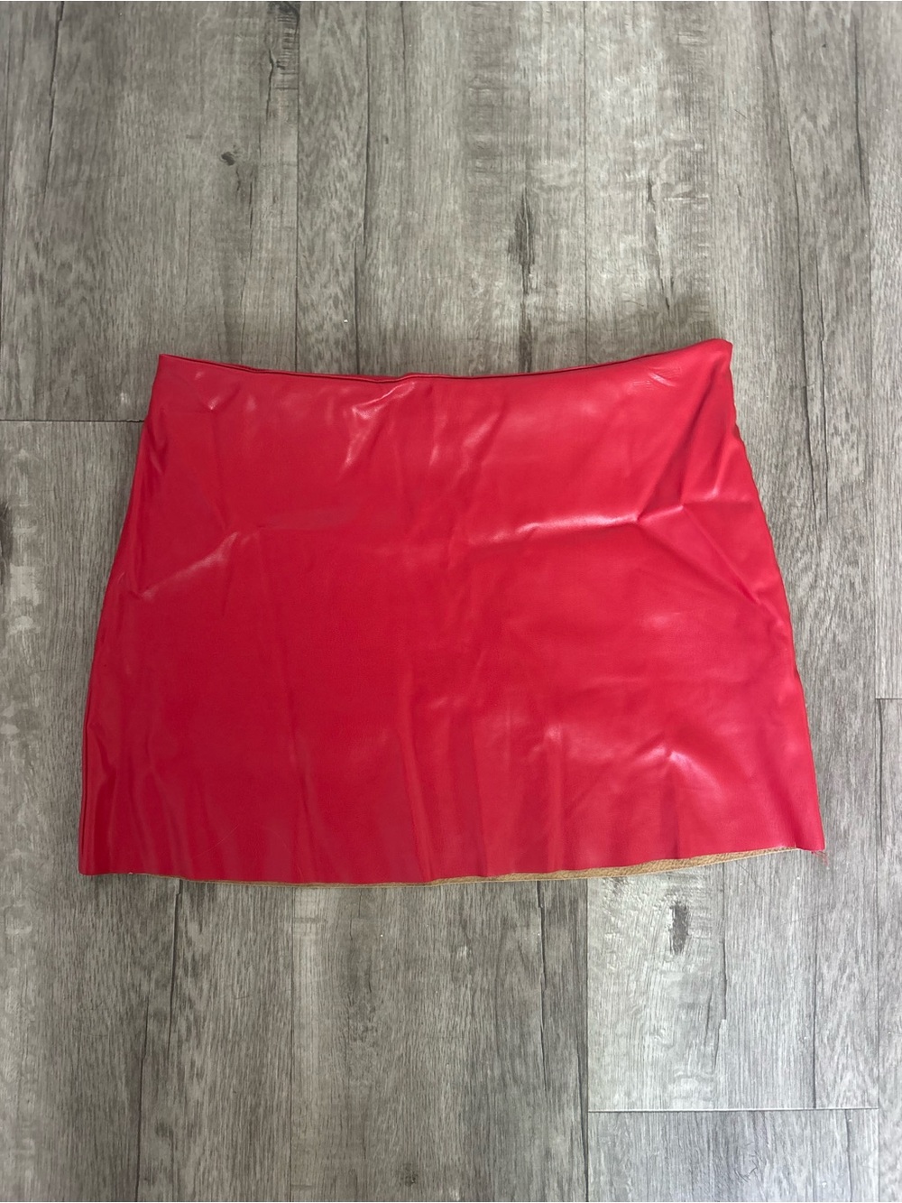 Faux Leather Red Mini Skirt